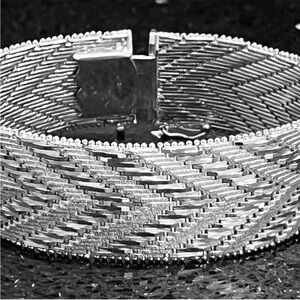 sterling Silver diamond cut brushed Riccio link statement bracelet vintage QVC